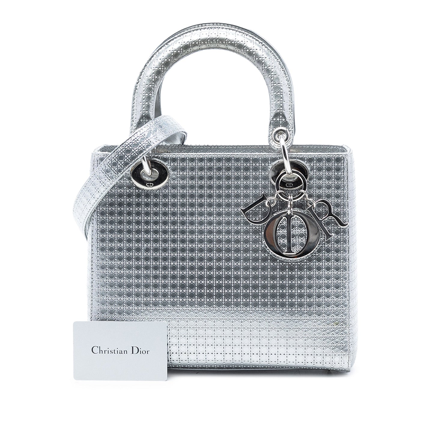 Dior Medium Metallic Patent Microcannage Lady Dior