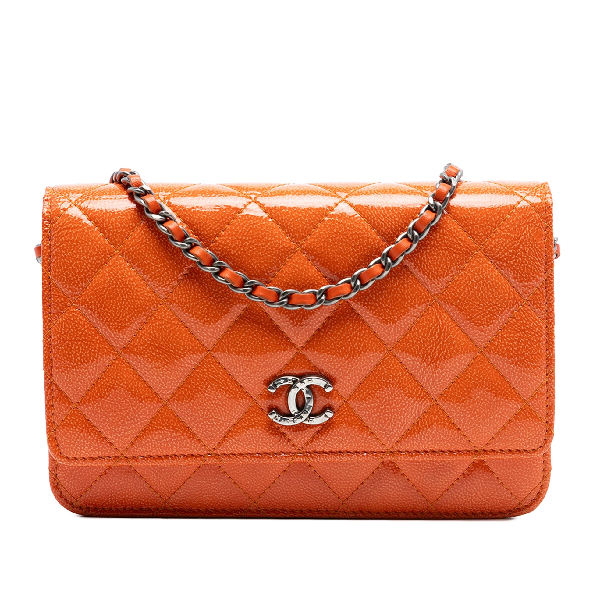 Chanel Paris Dallas CC Quilted Patent Goatskin Wallet on Chain