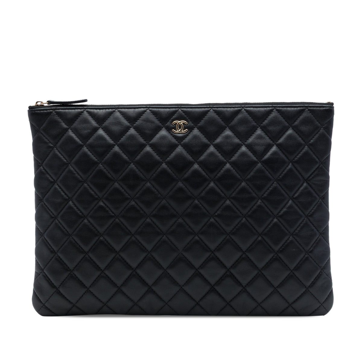 Chanel Large Quilted Lambskin O Case Clutch