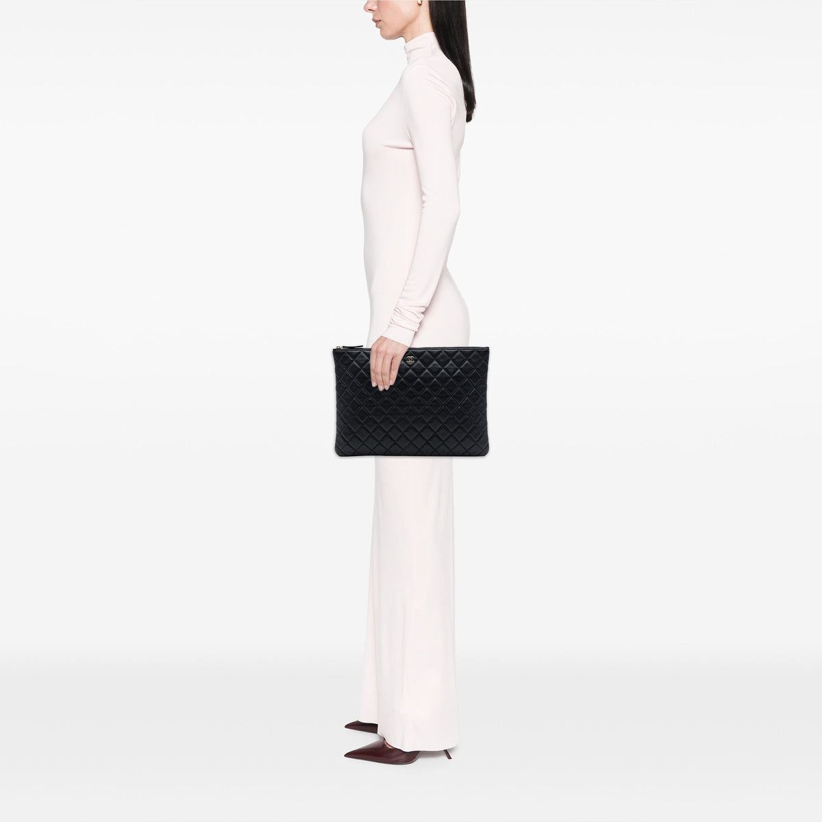 Chanel Large Quilted Lambskin O Case Clutch