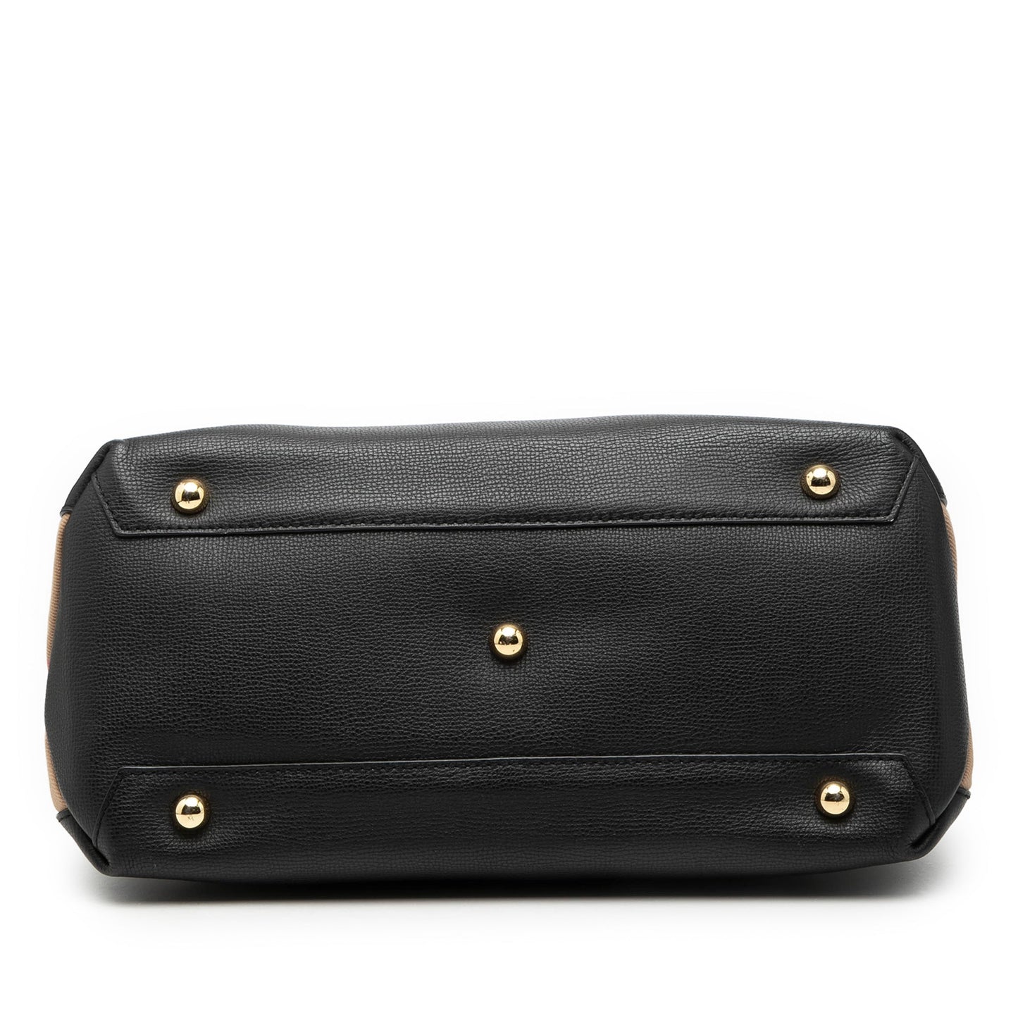 Medium Leather and House Check Banner Satchel
