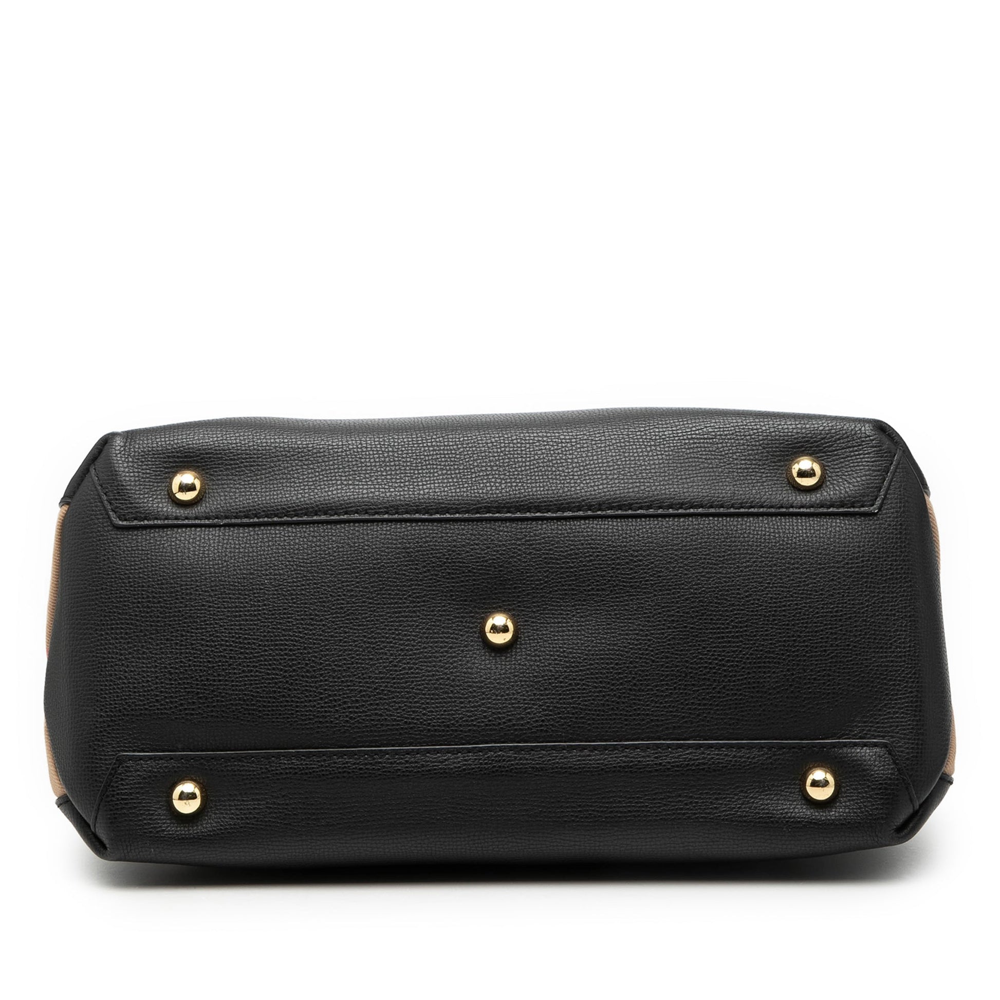 Medium Leather and House Check Banner Satchel