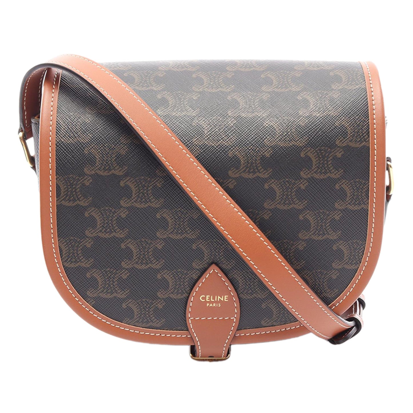 Celine Medium Triomphe Coated Canvas Folco Crossbody