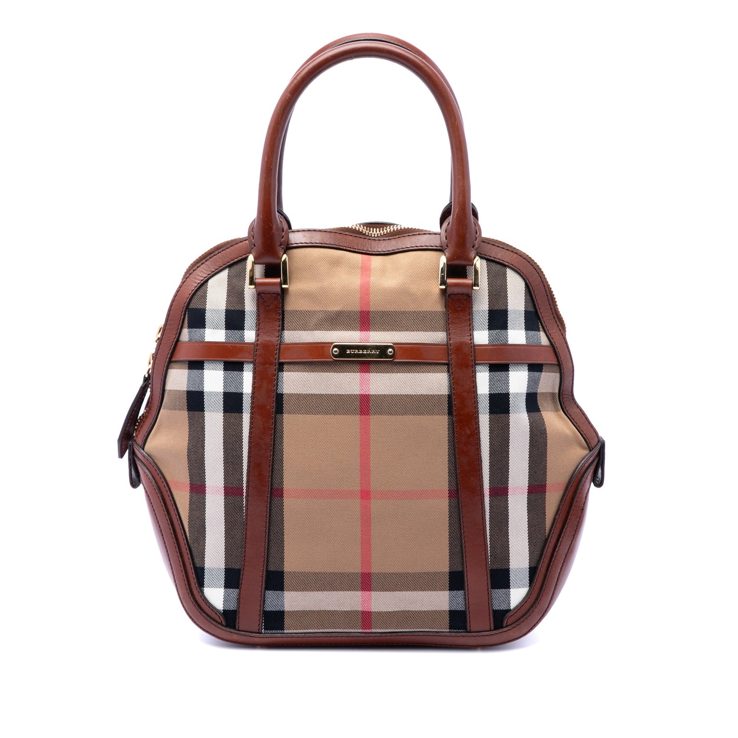 Burberry Medium House Check Canvas Bridle Orchard Handbag