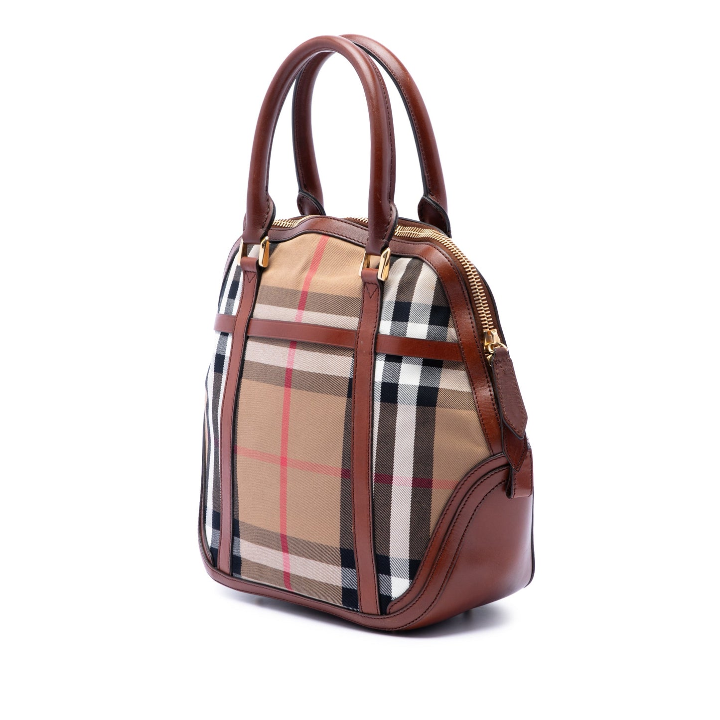 Burberry Medium House Check Canvas Bridle Orchard Handbag