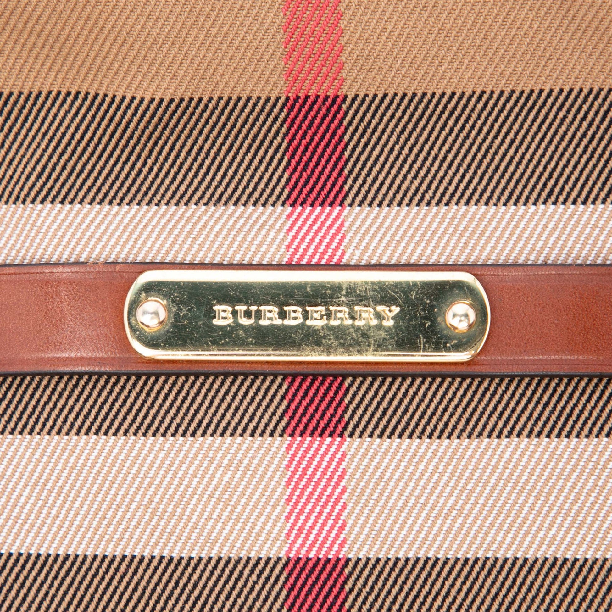 Burberry Medium House Check Canvas Bridle Orchard Handbag
