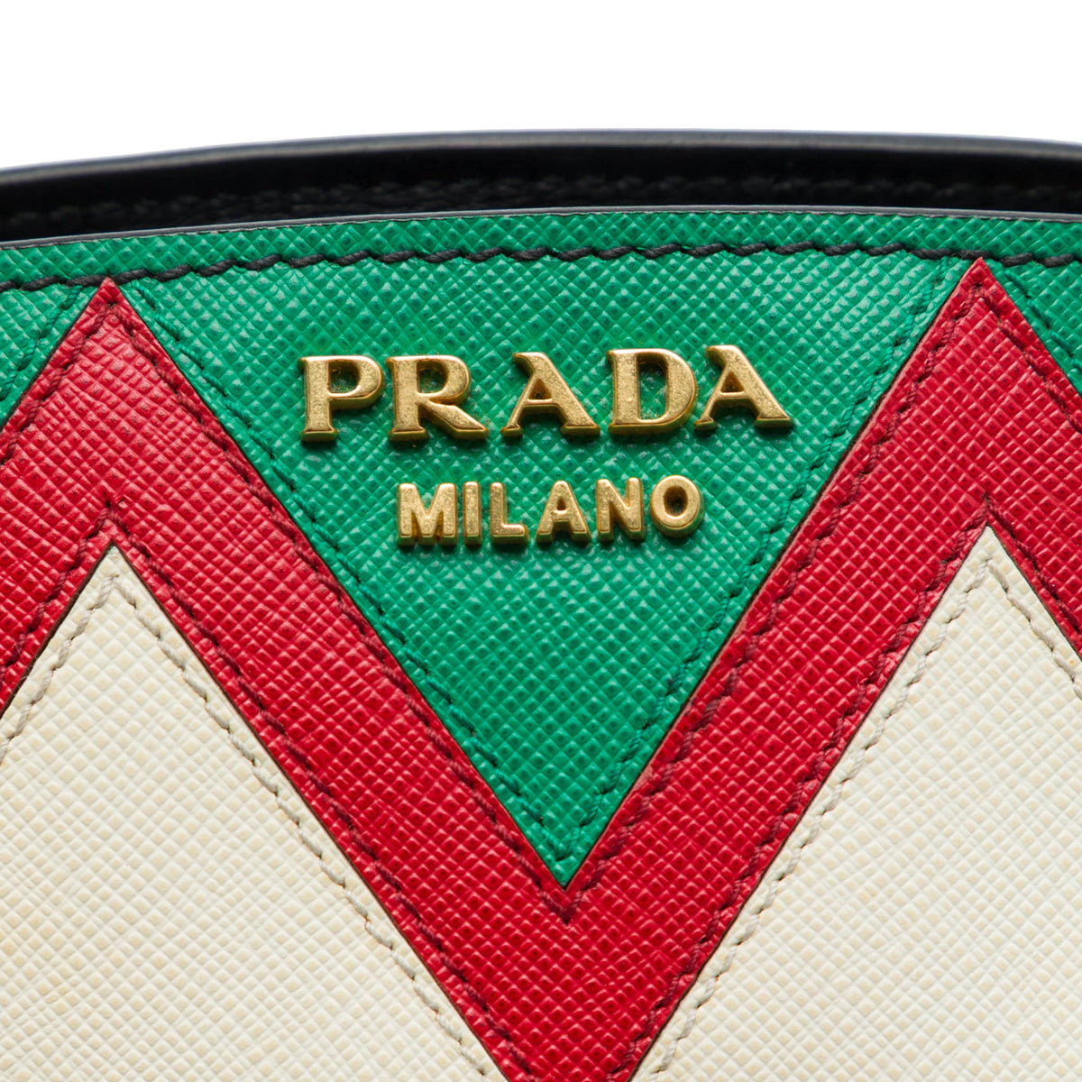 Prada Small Saffiano Trimmed City Calf Greca Esplanade Satchel — Black