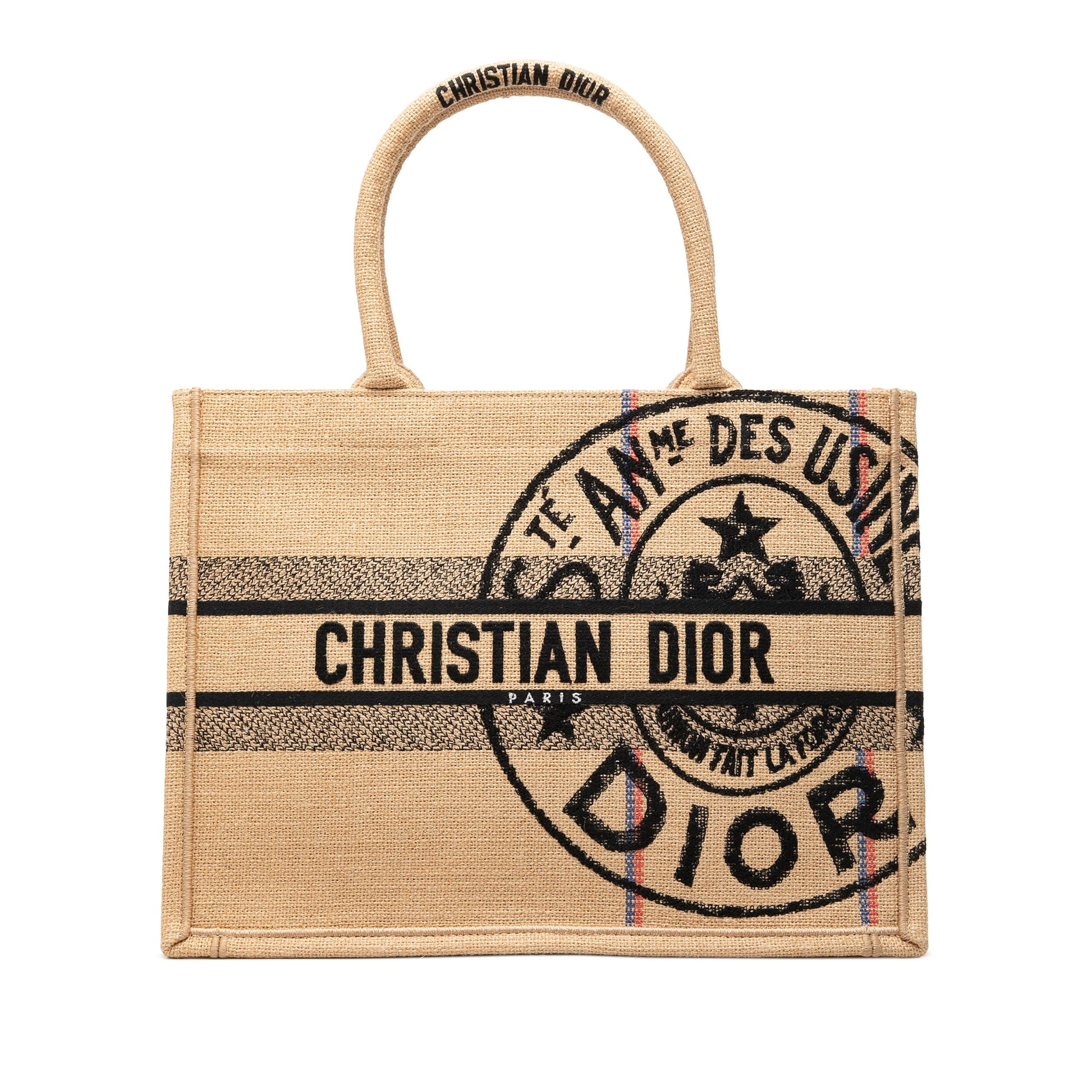 Dior Medium Jute Embroidered Book Tote