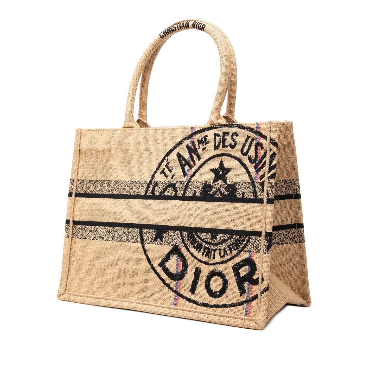 Dior Medium Jute Embroidered Book Tote