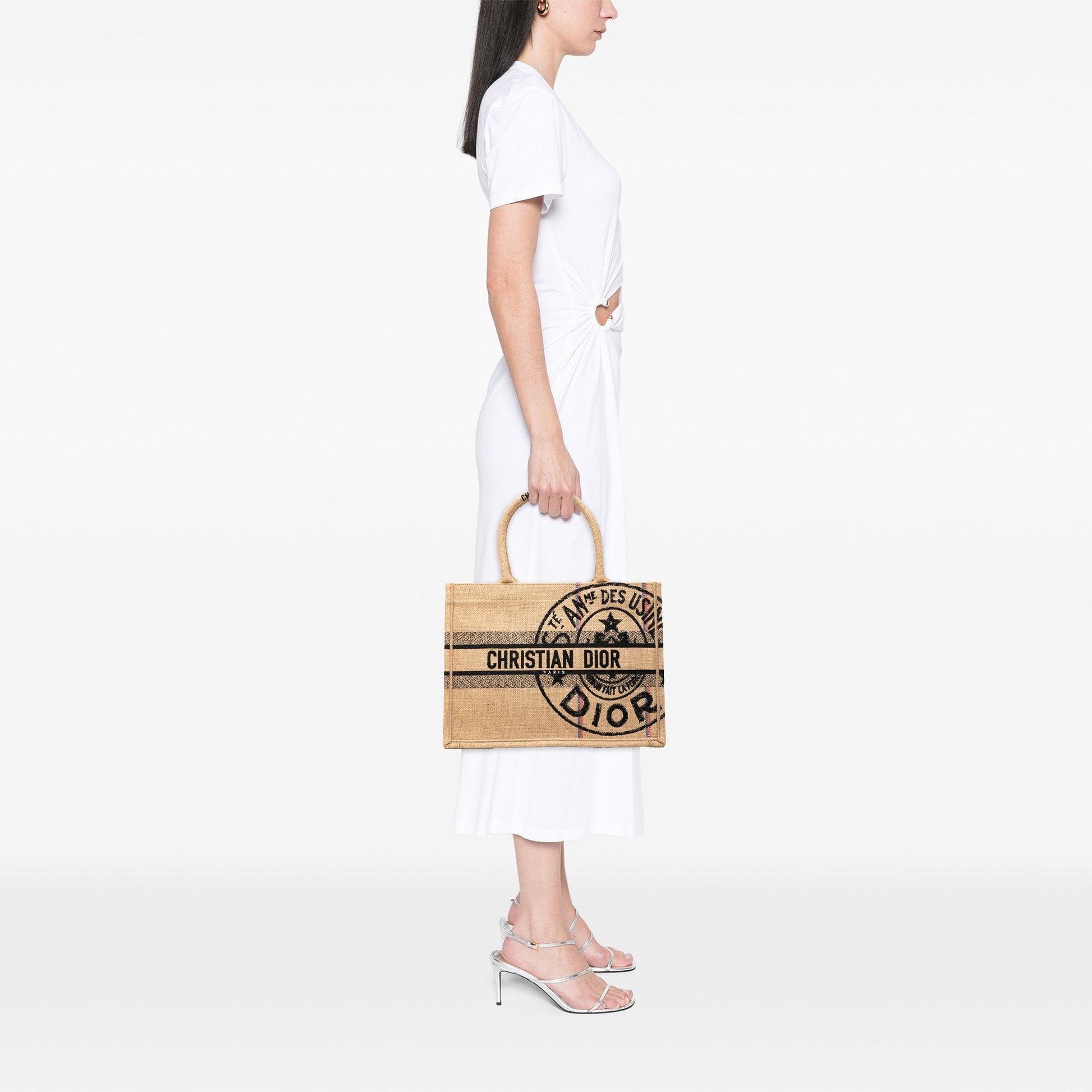 Dior Medium Jute Embroidered Book Tote