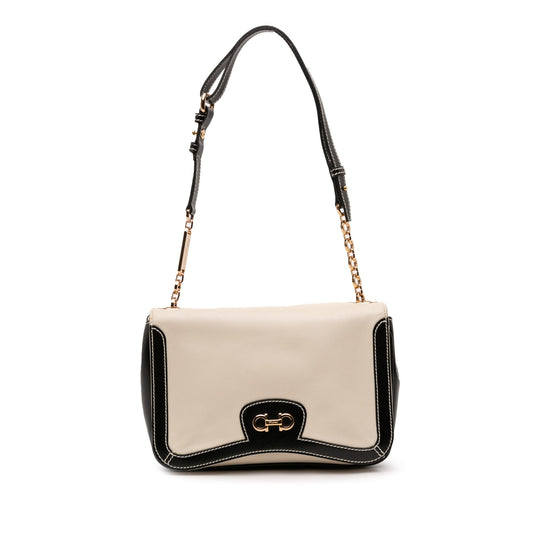 Ferragamo Leather Double Gancini Shoulder Bag