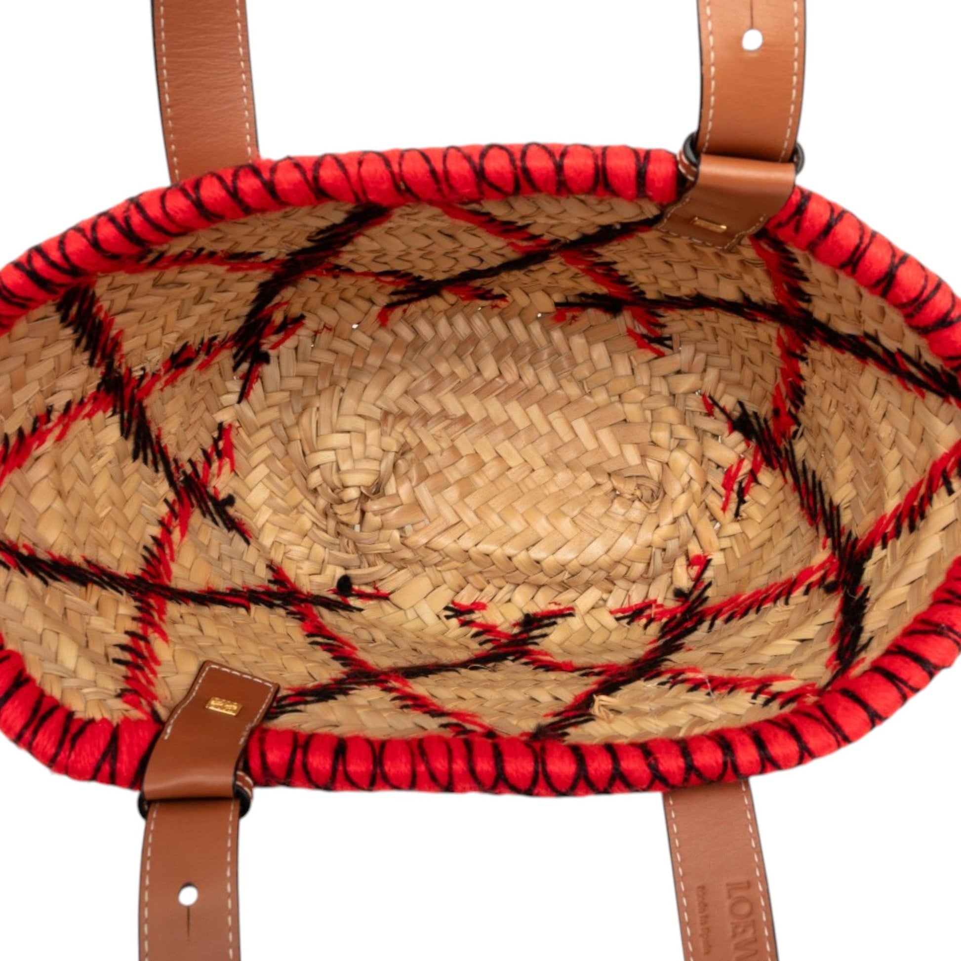 LOEWE Small Raffia Animal Embroidered Basket Tote