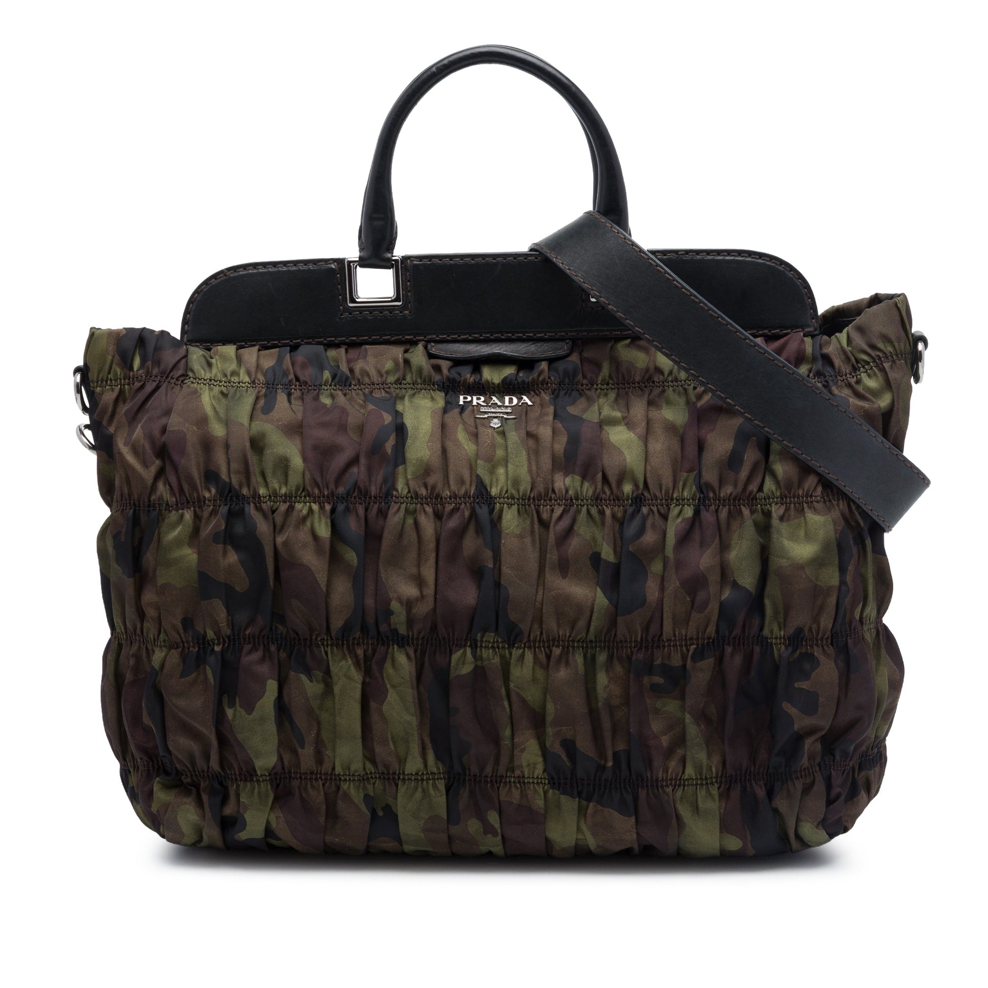Prada Tessuto Gaufre Camouflage Frame Satchel