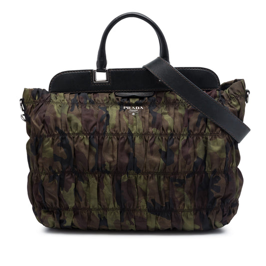Prada Tessuto Gaufre Camouflage Frame Satchel