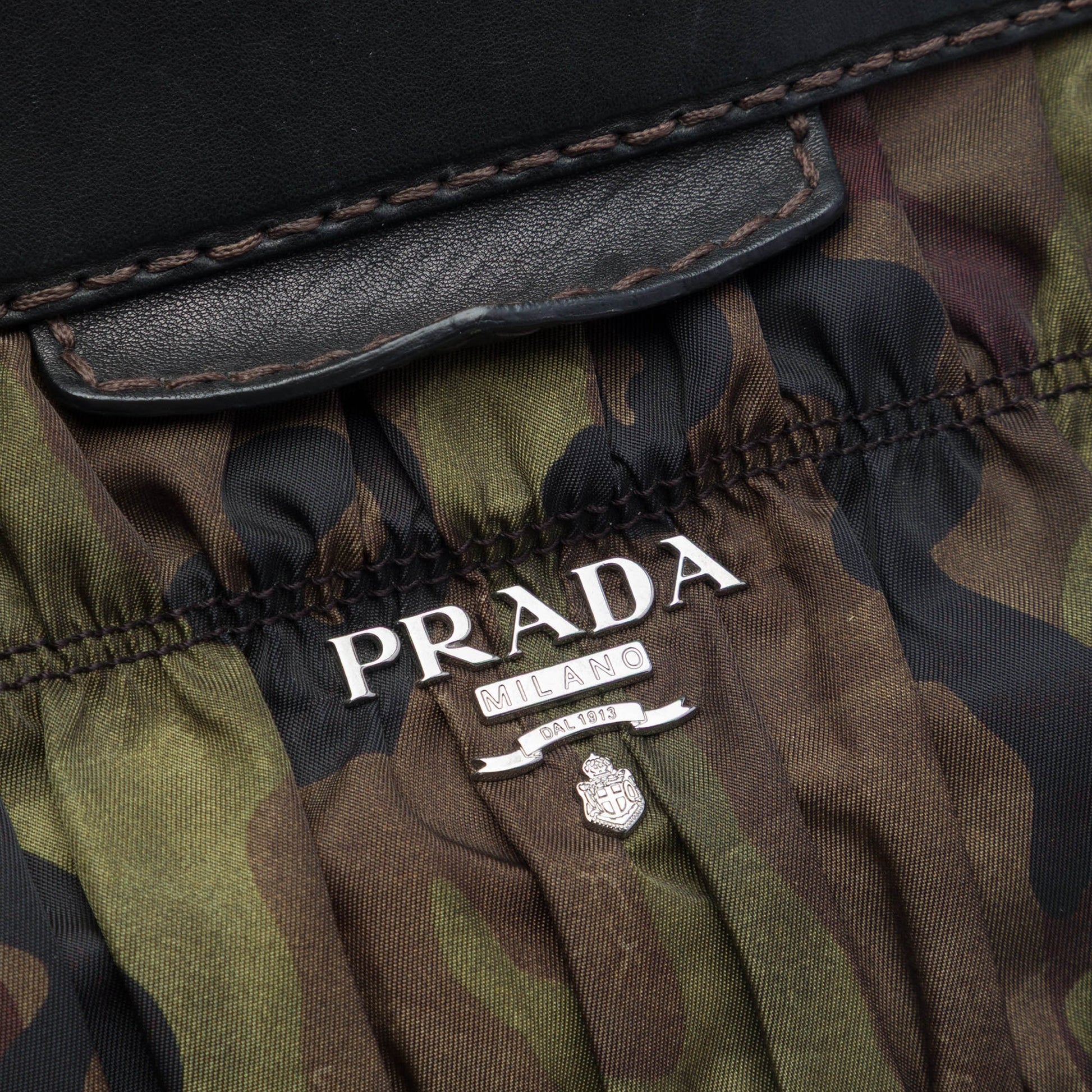 Prada Tessuto Gaufre Camouflage Frame Satchel