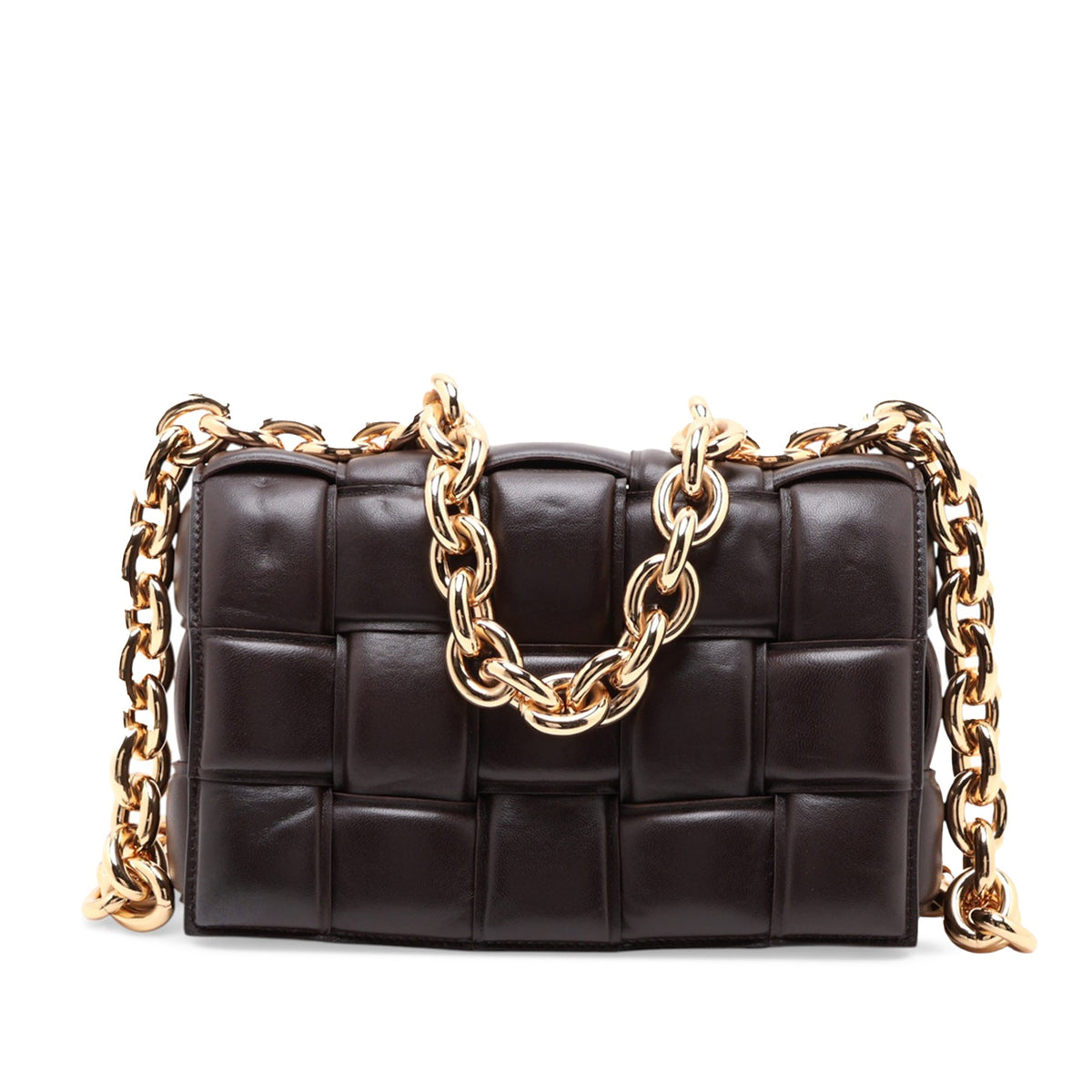 Bottega Veneta Nappa Intrecciato Padded Chain Cassette Satchel — Brown