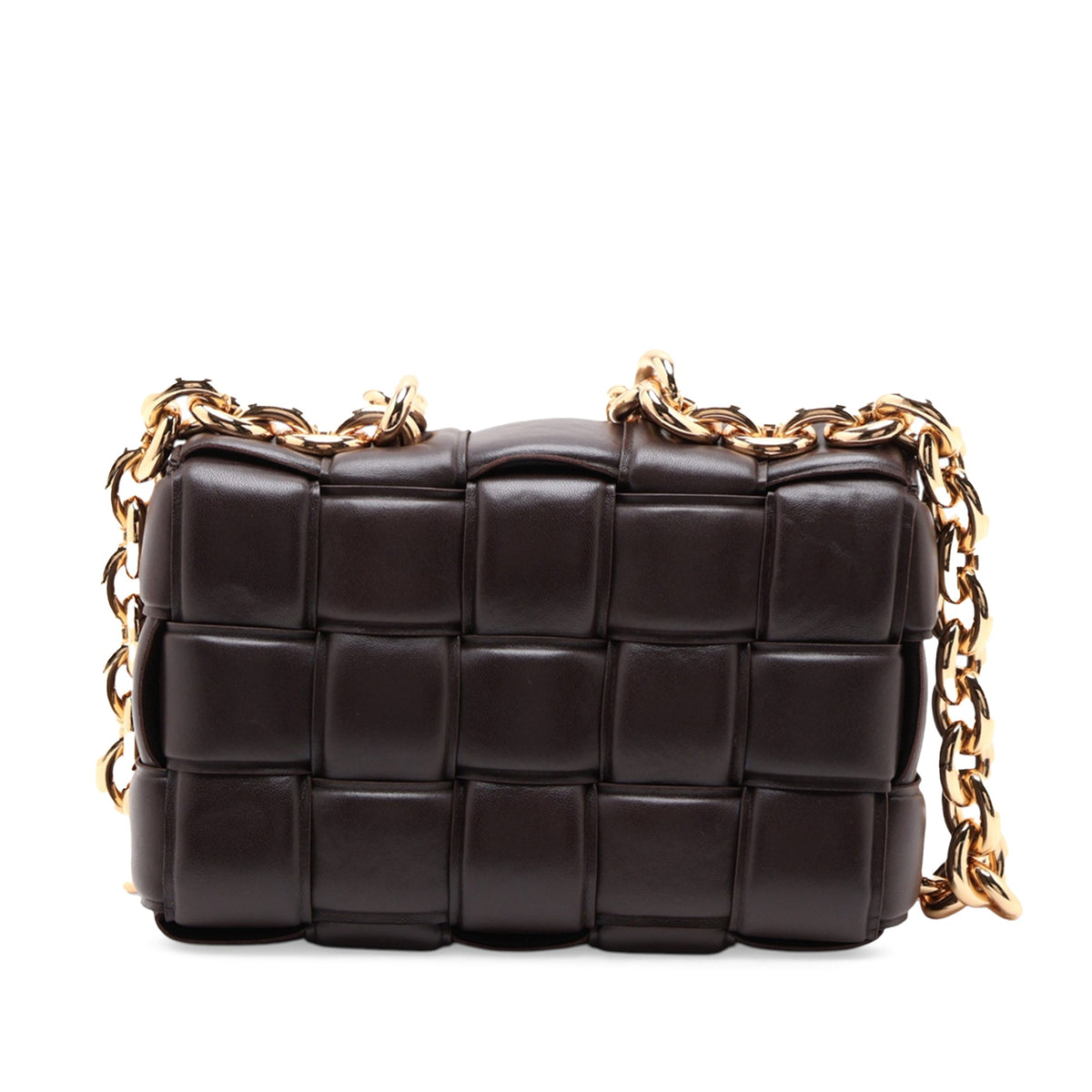 Bottega Veneta Nappa Intrecciato Padded Chain Cassette Satchel — Brown