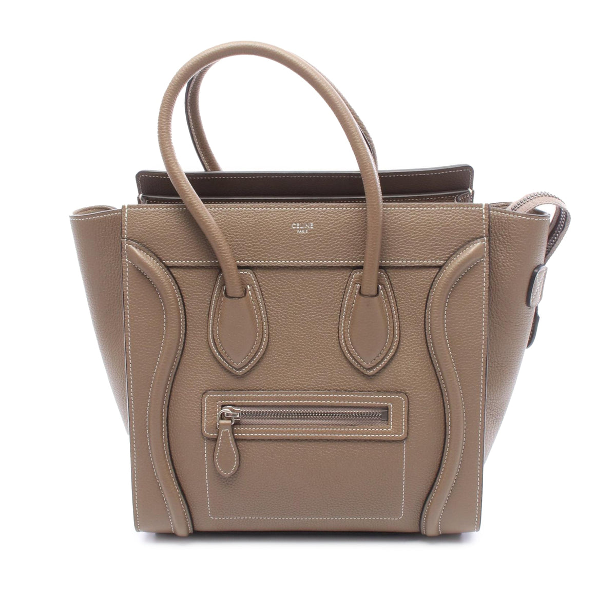 Celine Micro Leather Luggage Tote — Beige