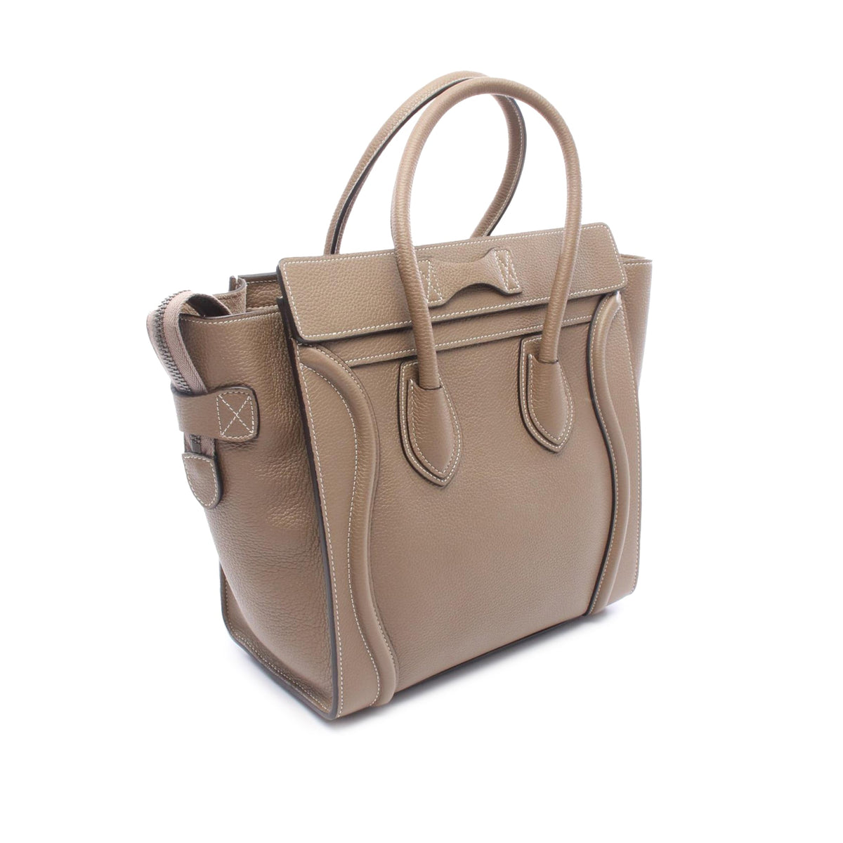 Celine Micro Leather Luggage Tote — Beige