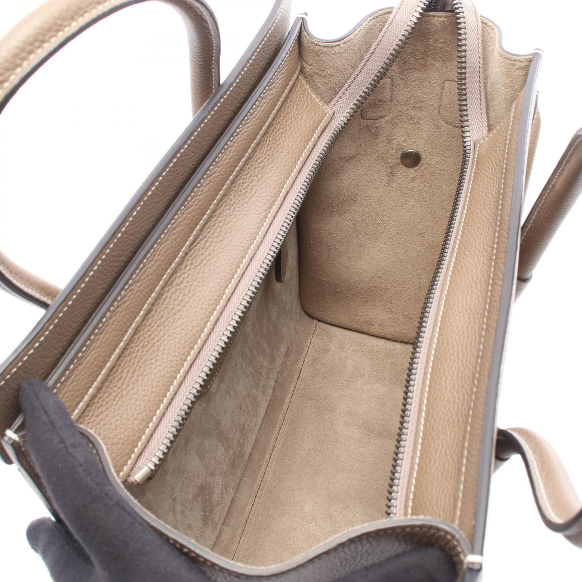 Celine Micro Leather Luggage Tote — Beige