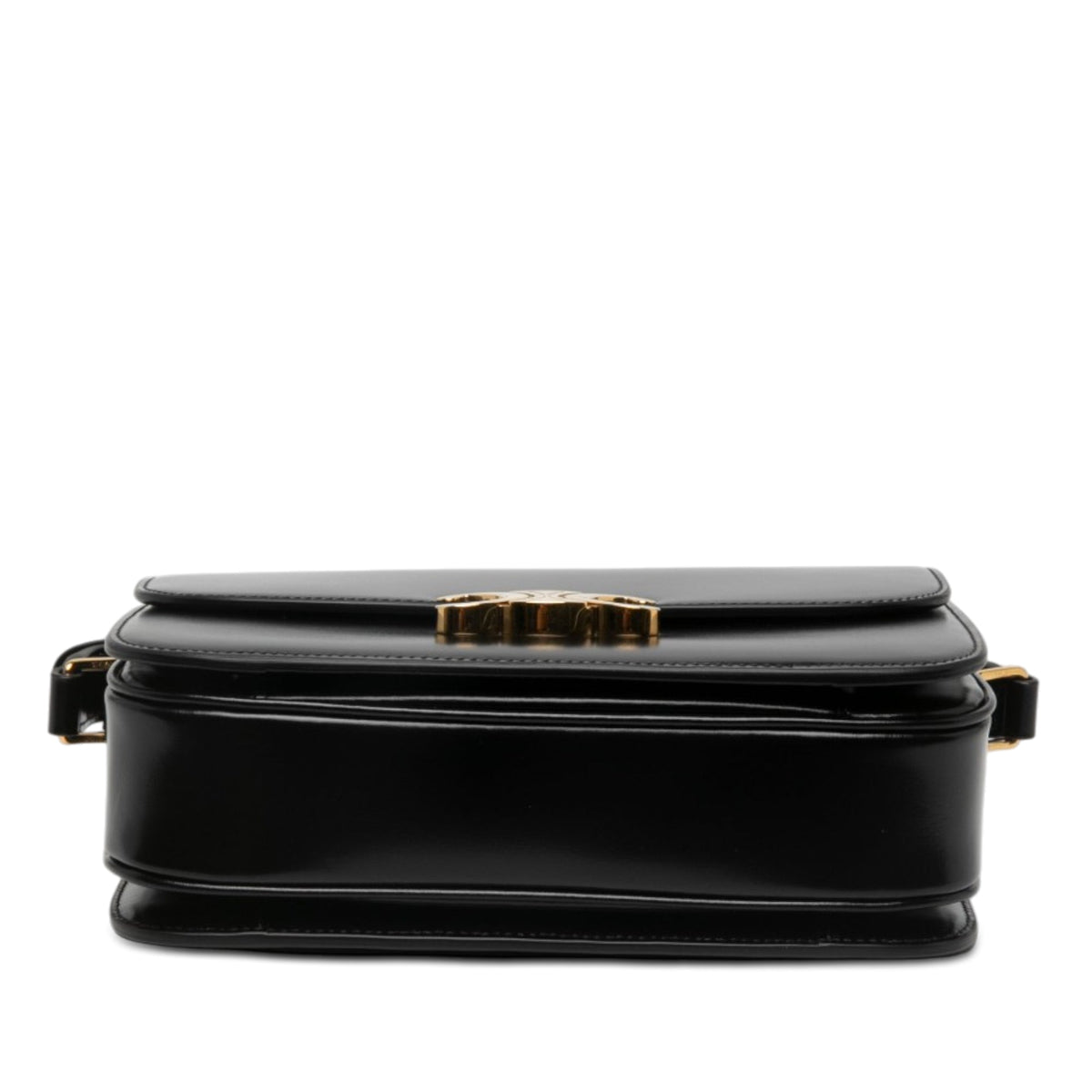 Celine Classique Shiny Calfskin Triomphe Crossbody — Black