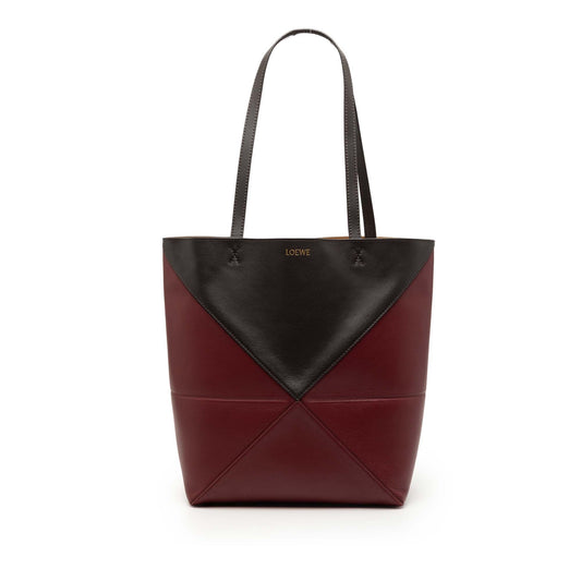 LOEWE Medium Bicolor Shiny Calfskin Puzzle Fold Tote