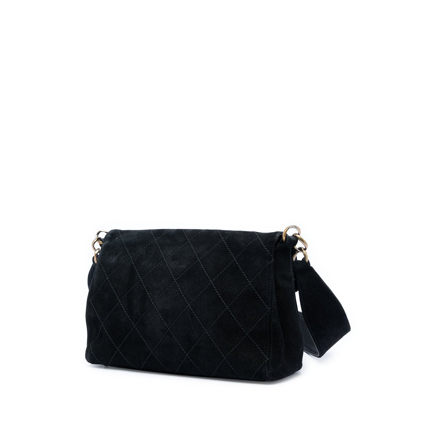 Chanel CC Quilted Suede Shoulder Bag