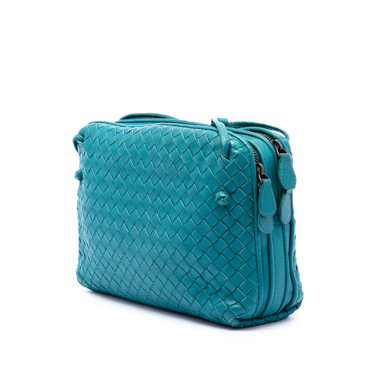 Bottega Veneta Mini Nappa Intrecciato Nodini Double Zip Crossbody