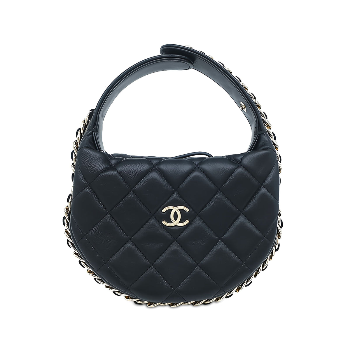 Chanel Mini Quilted Lambskin Chain Around Pouch — Black
