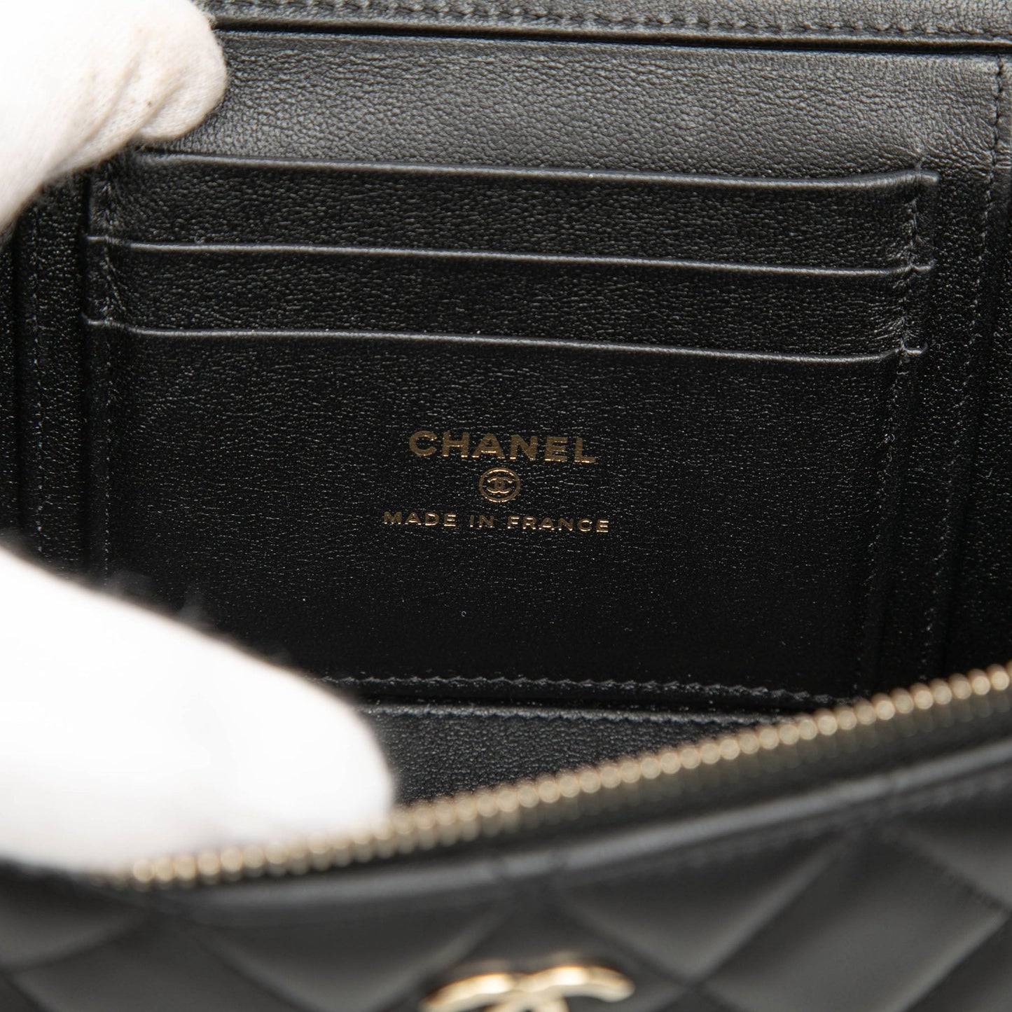 Small Lambskin Top Handle Vanity Case with Chain