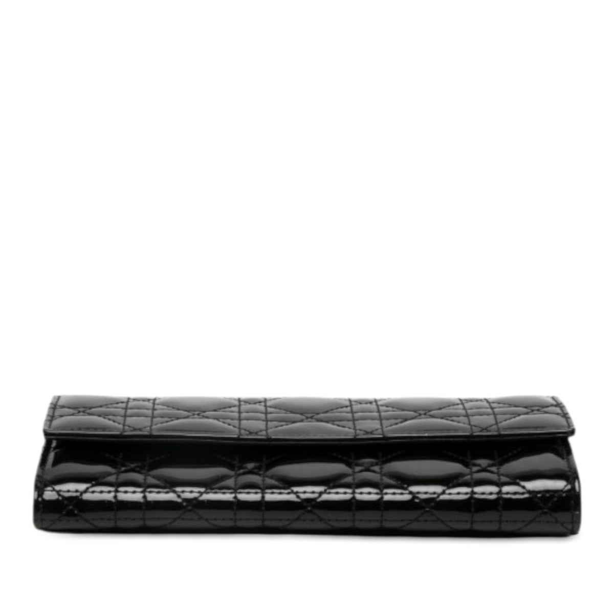 Dior Patent Cannage Lady Dior Wallet On Chain — Black