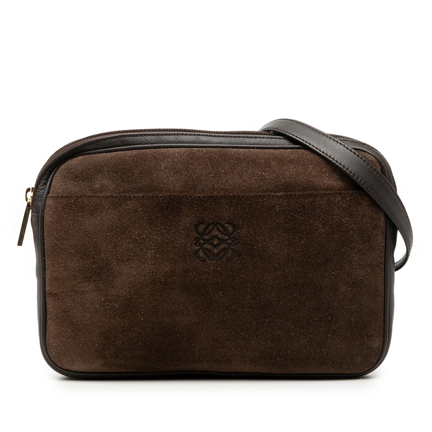 LOEWE Suede and Calfskin Anagram Crossbody
