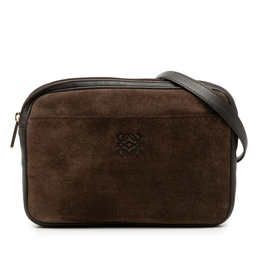 LOEWE Suede and Calfskin Anagram Crossbody