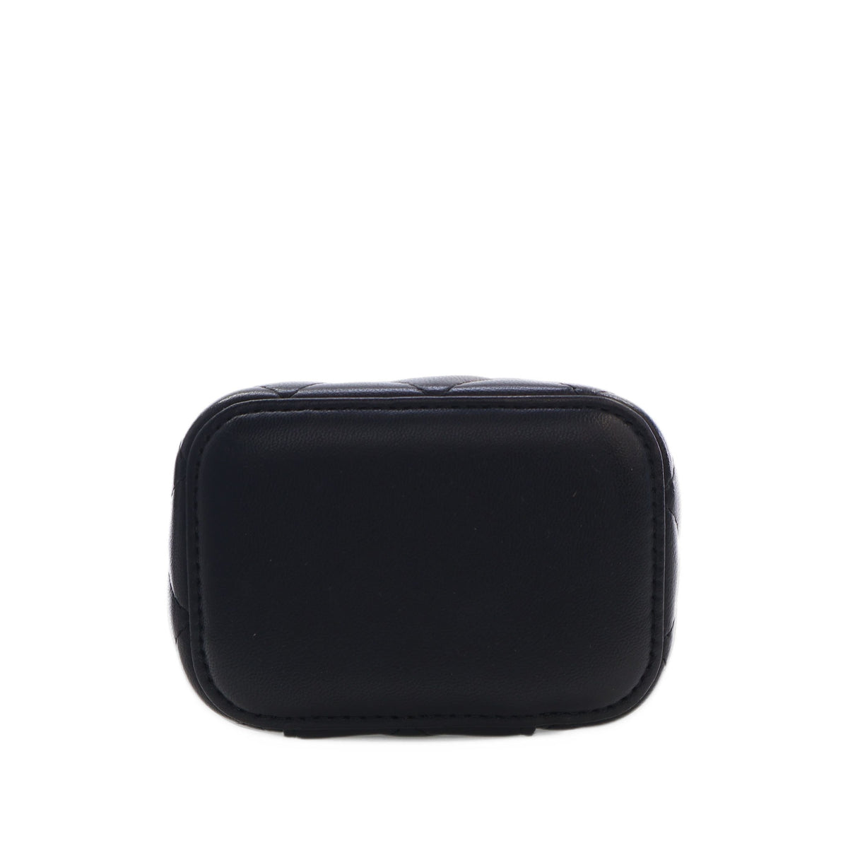 Chanel Mini CC Quilted Lambskin Top Handle Vanity Case With Chain — Black