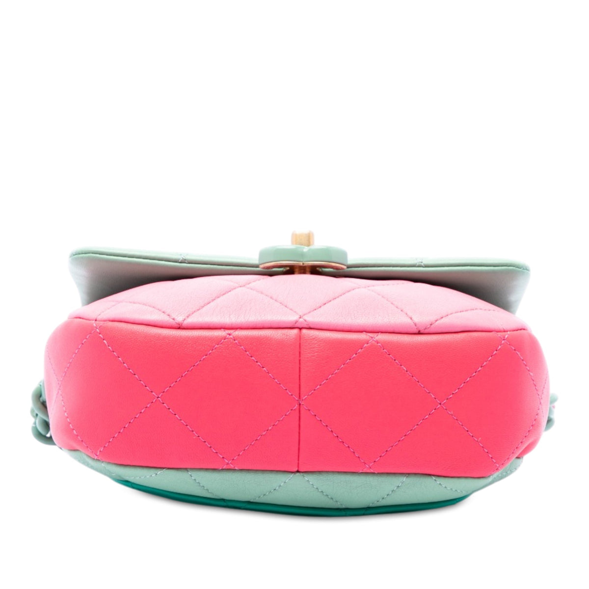 Chanel Mini Tricolor Lambskin Lacquered Chain Flap — Green