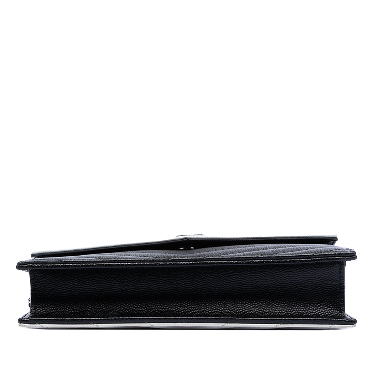 Saint Laurent Bicolor Grain De Poudre Chevron Monogram Envelope Chain Wallet