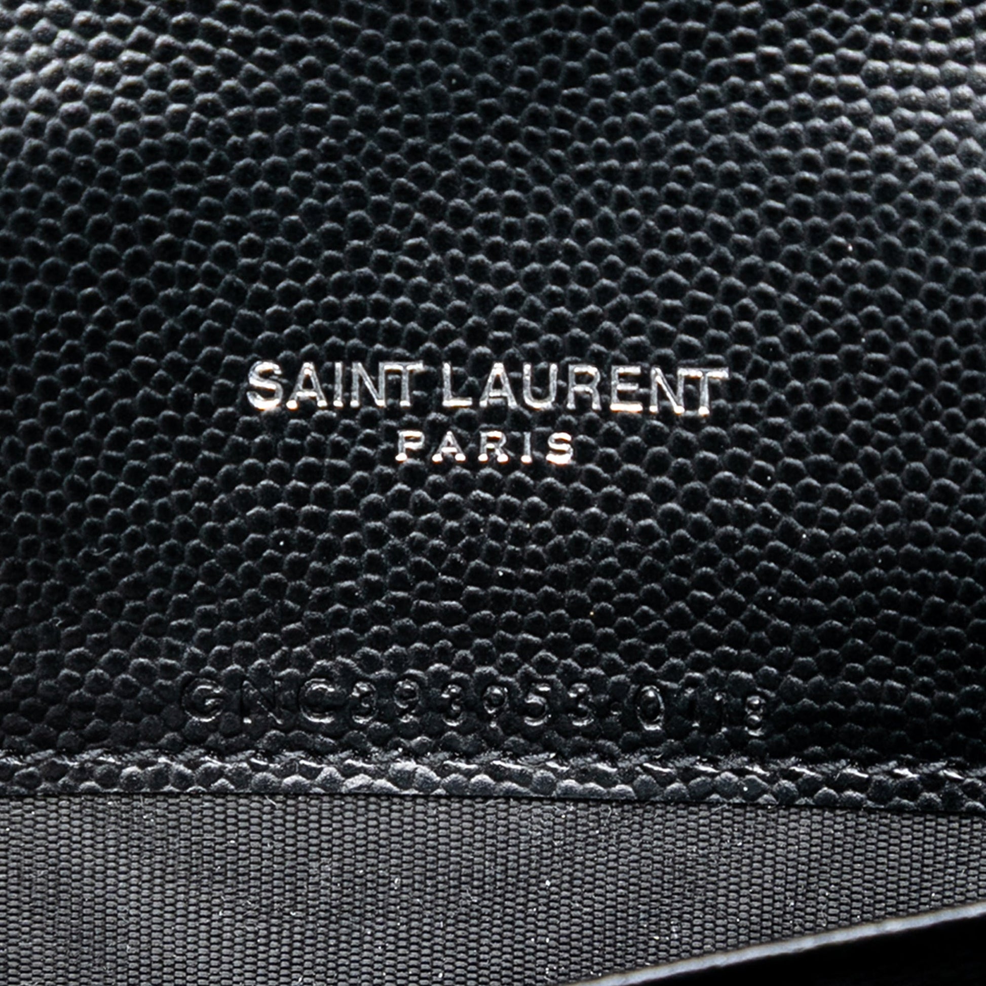 Saint Laurent Bicolor Grain De Poudre Chevron Monogram Envelope Chain Wallet