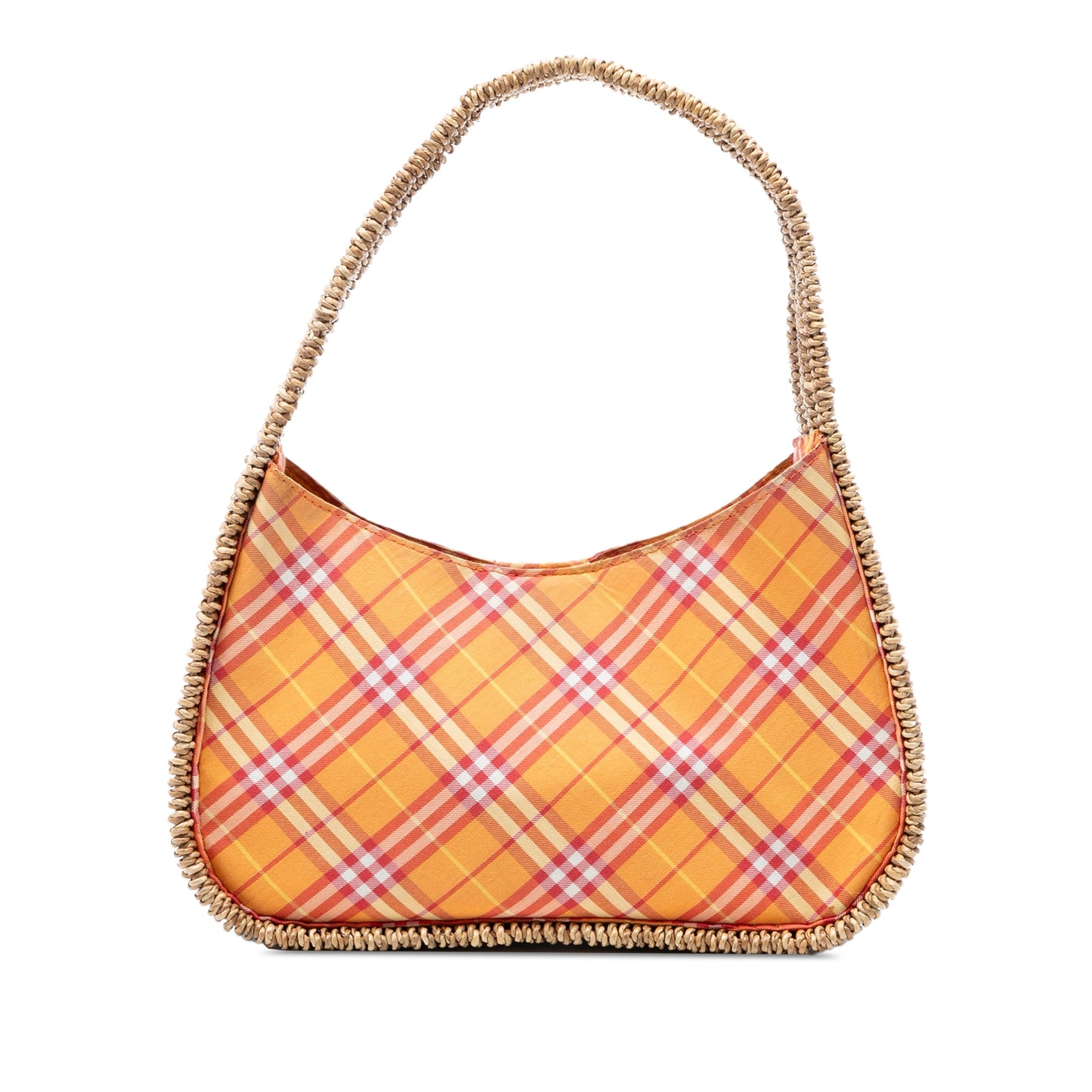 Nova Check Canvas and Raffia Shoulder Bag