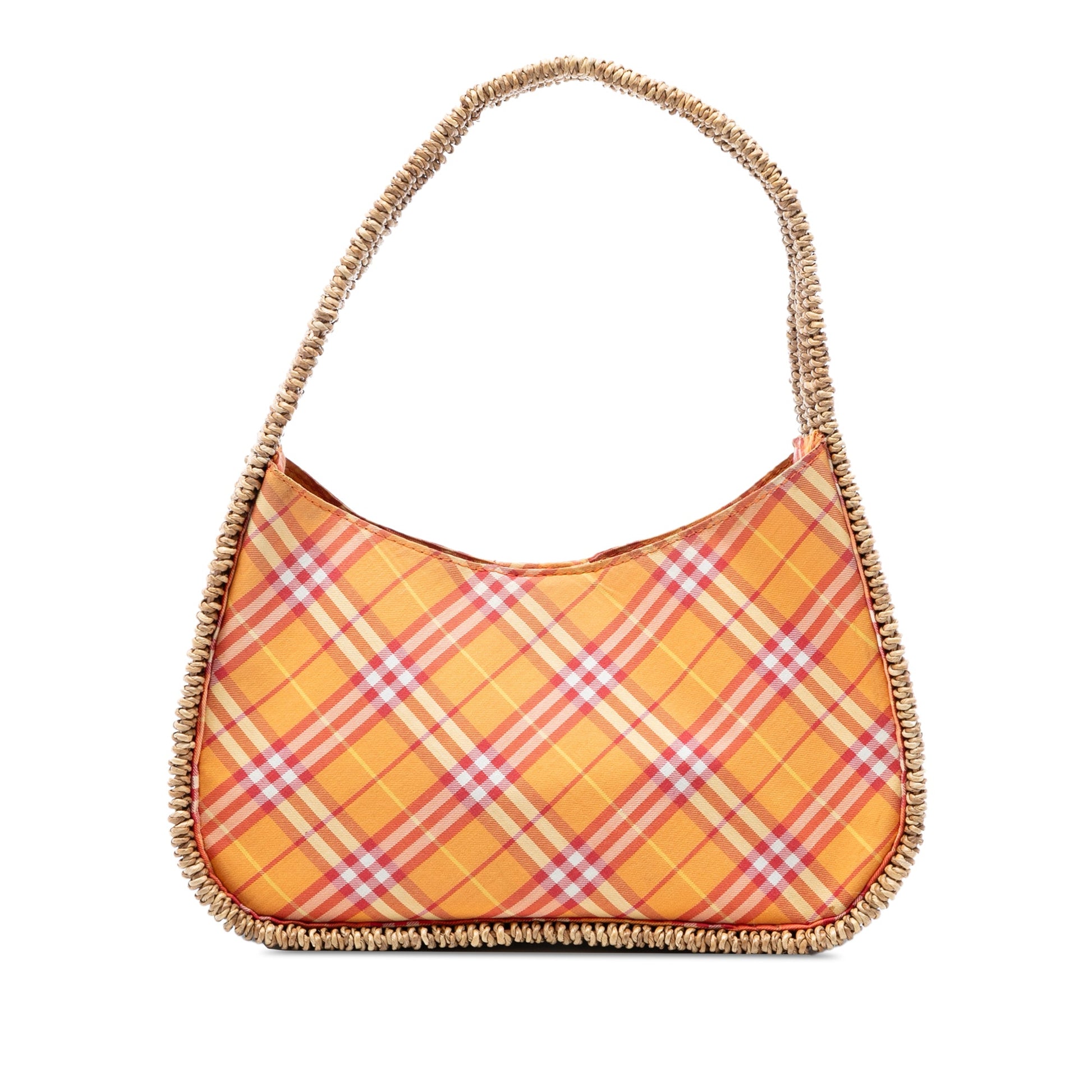Nova Check Canvas and Raffia Shoulder Bag