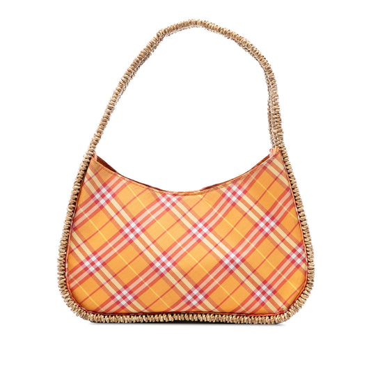 Nova Check Canvas and Raffia Shoulder Bag