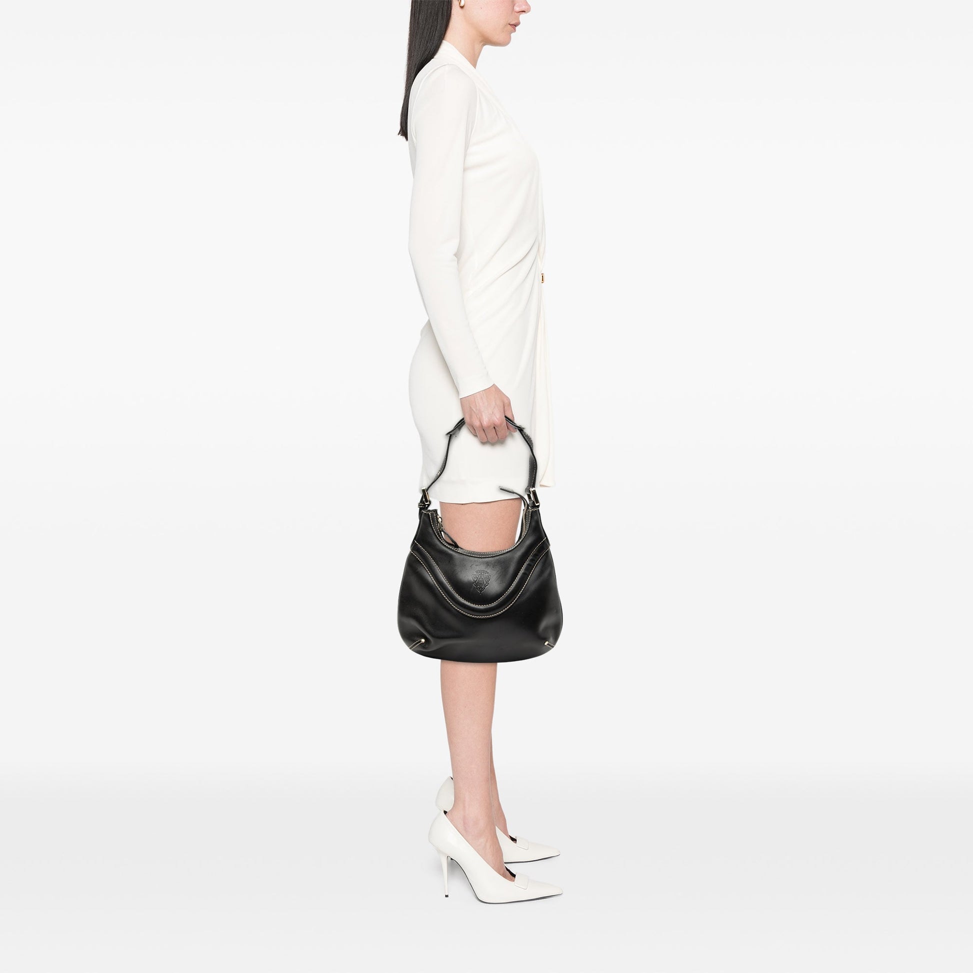 Leather Hysteria Crest Shoulder Bag