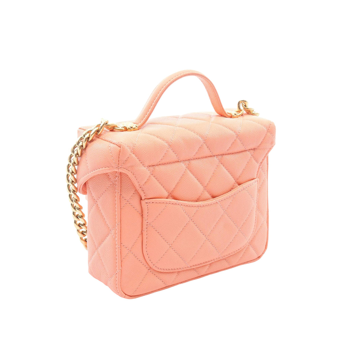 Chanel Quilted Caviar Handy Box Vanity Case with Chain