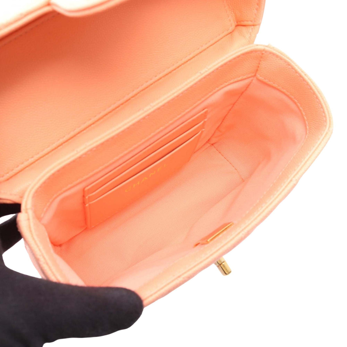 Chanel Quilted Caviar Handy Box Vanity Case with Chain