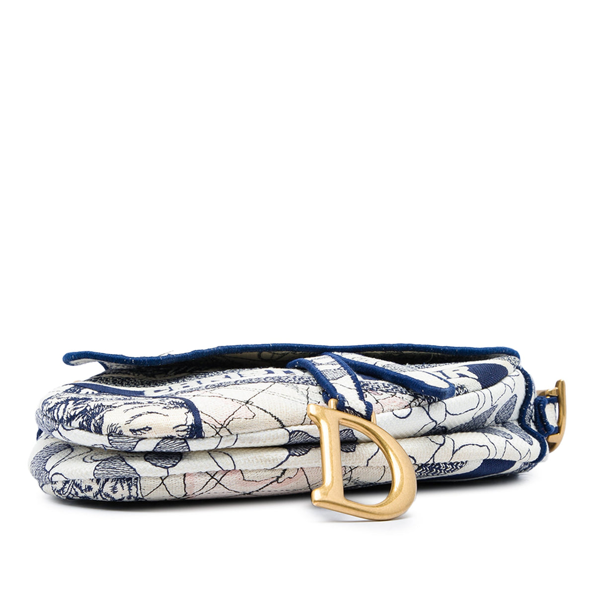 Dior Canvas Embroidered Around the World Saddle Bag — Blue