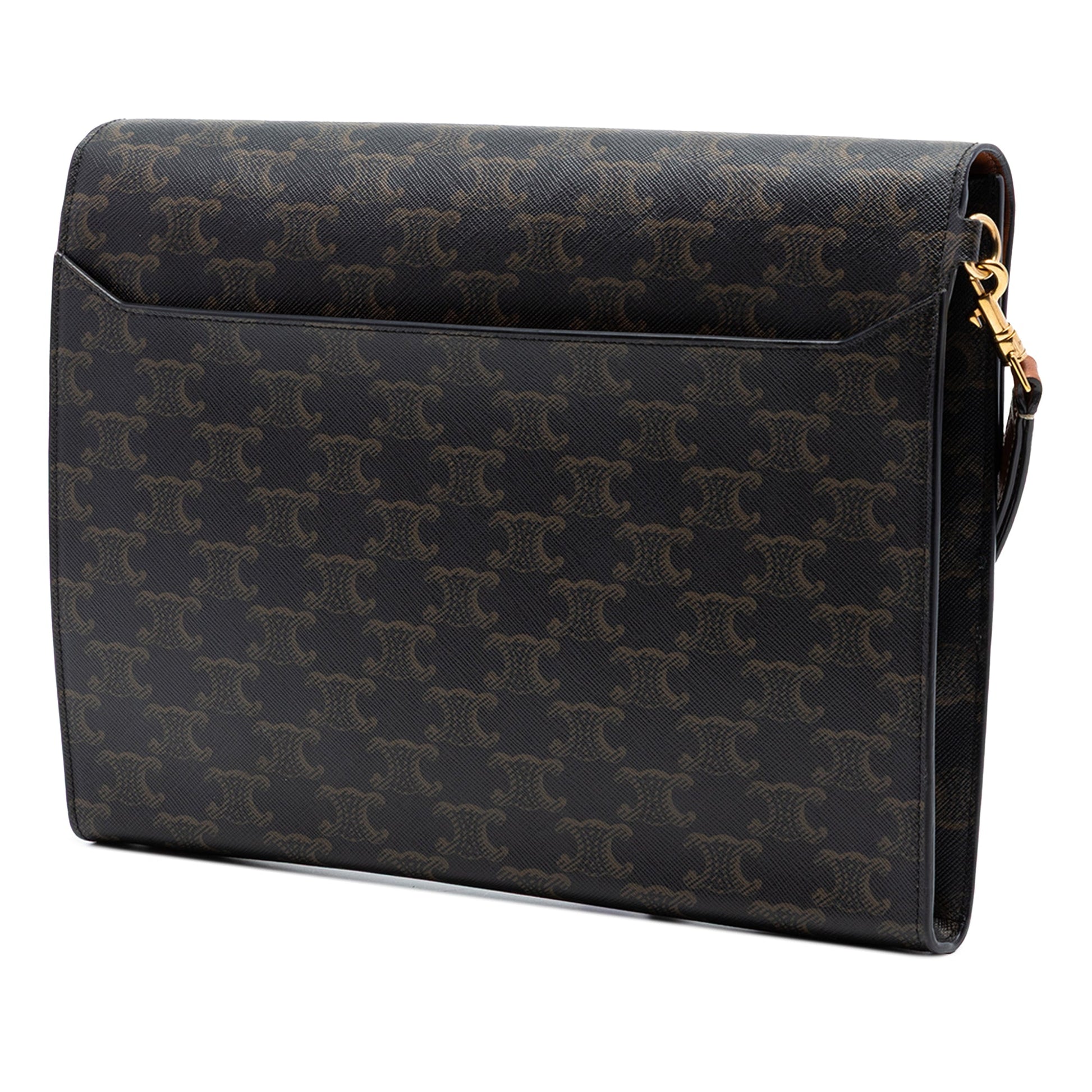 Celine Triomphe Coated Canvas Wristlet Flap Pouch