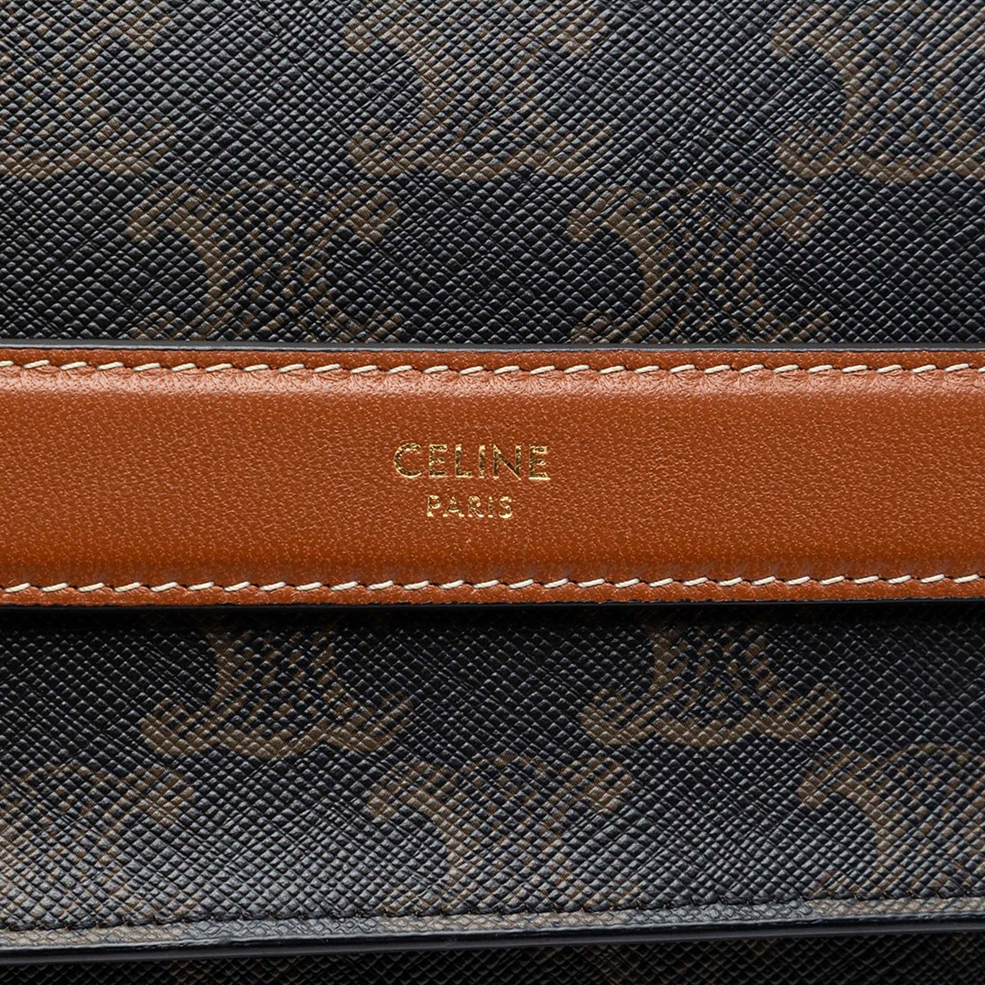 Celine Triomphe Coated Canvas Wristlet Flap Pouch