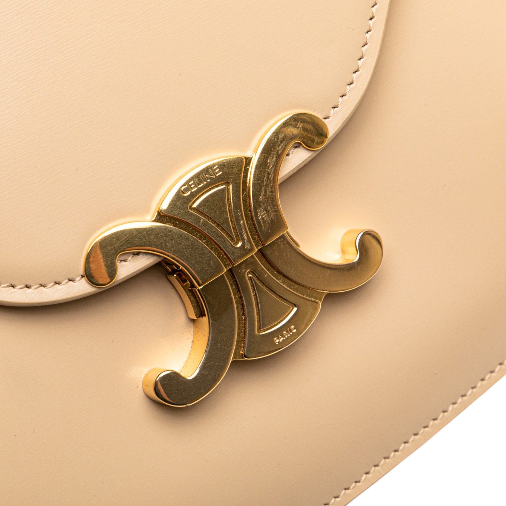 Celine Teen Shiny Calfskin Triomphe Besace Clea Chain Crossbody
