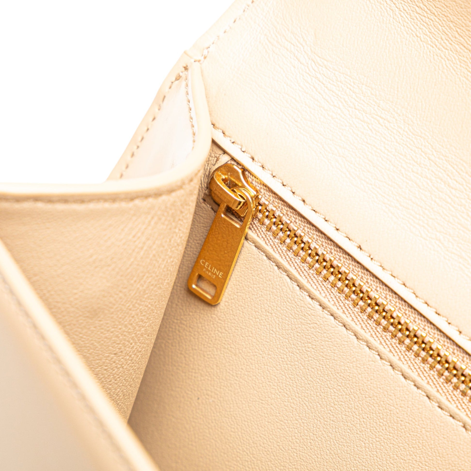 Celine Teen Shiny Calfskin Triomphe Besace Clea Chain Crossbody