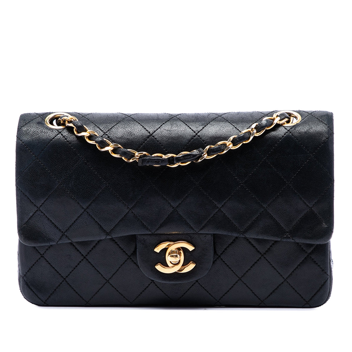 Chanel Small Classic Lambskin Double Flap — Black