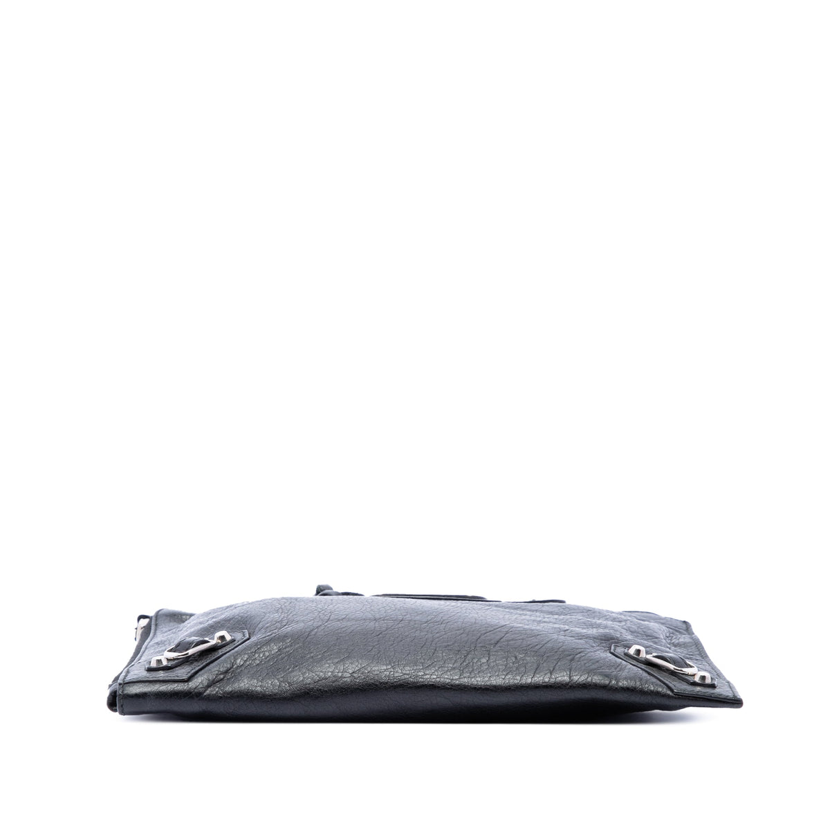 Balenciaga Lambskin Motocross Classic Zip Around Flat Clutch — Black